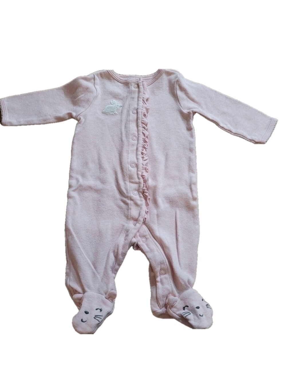 Carters 3m onesie baby pink bunny embroidered